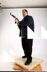 Man Adult Chubby White Fighting with gun Standing poses Casual