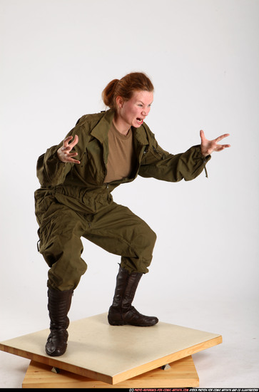 Woman Adult Athletic White Fist fight Standing poses Army