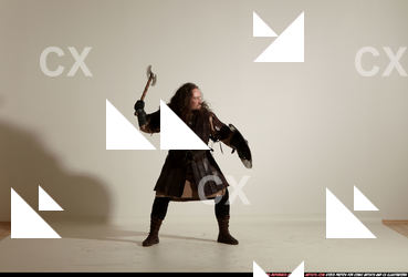 Man Adult Chubby White Fighting with sword Moving poses Army