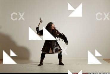 Man Adult Chubby White Fighting with sword Moving poses Army