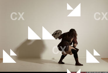 Man Adult Chubby White Fighting with sword Moving poses Army