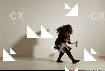 Man Adult Chubby White Fighting with sword Moving poses Army