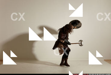 Man Adult Chubby White Fighting with sword Moving poses Army