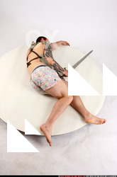 Man Adult Athletic White Dead Laying poses Army