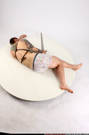 Man Adult Athletic White Dead Laying poses Army