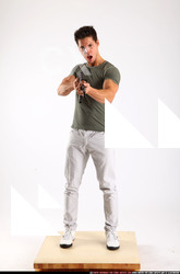 Man Adult Muscular White Fighting with submachine gun Standing poses Casual