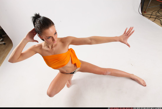 Woman Adult Athletic White Martial art Crouching Underwear