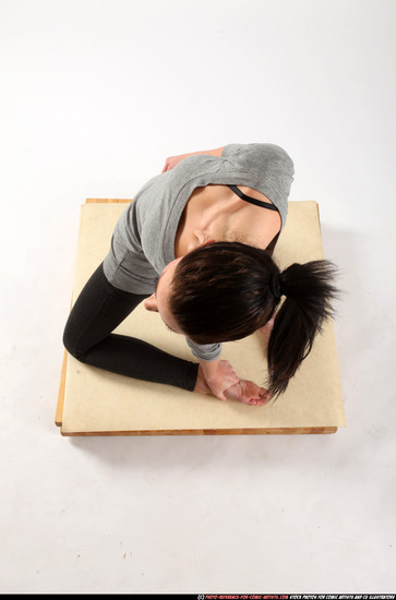 Woman Adult Athletic White Fitness poses Kneeling poses Casual