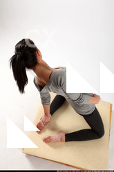 Woman Adult Athletic White Fitness poses Kneeling poses Casual