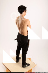 Man Young Athletic Fighting with gun Standing poses Pants Asian