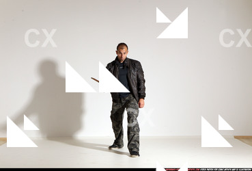 Man Adult Athletic White Fighting with sword Moving poses Casual