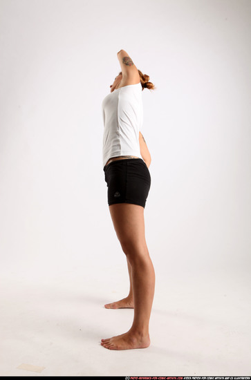 Woman Adult Athletic White Fitness poses Standing poses Sportswear