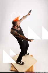 Man Adult Athletic White Fighting with gun Standing poses Casual