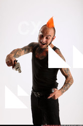 Man Adult Athletic White Fighting with gun Standing poses Casual
