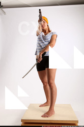 Woman Adult Athletic White Fighting with gun Standing poses Army