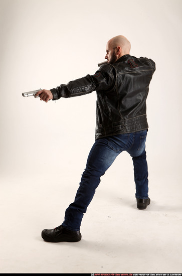Man Adult Athletic White Fighting with gun Standing poses Casual