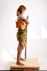 Woman Adult Athletic White Fighting with spear Standing poses Army