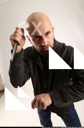 Man Adult Athletic White Fighting with knife Standing poses Army