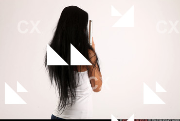 Woman Young Athletic Fighting with gun Detailed photos Casual Latino