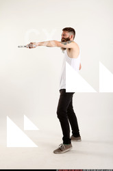 Man Adult Athletic White Fighting with gun Standing poses Casual