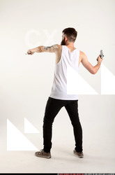 Man Adult Athletic White Fighting with gun Standing poses Casual