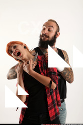 Man & Woman Adult Athletic White Fighting with knife Standing poses Casual