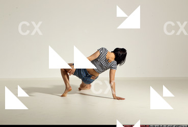 Woman Young Athletic White Fitness poses Moving poses Casual