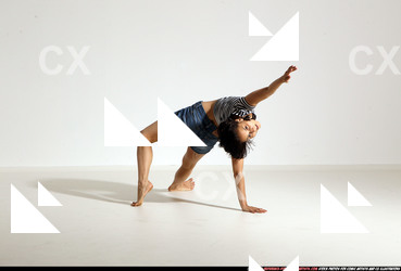 Woman Young Athletic White Fitness poses Moving poses Casual