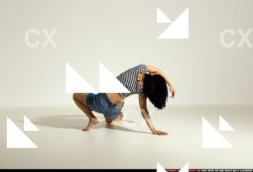 Woman Young Athletic White Fitness poses Moving poses Casual