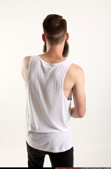 Man Adult Athletic White Fighting with submachine gun Standing poses Sportswear