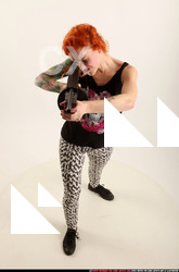 Woman Adult Athletic White Fighting with submachine gun Standing poses Casual