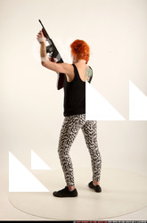 Woman Adult Athletic White Fighting with submachine gun Standing poses Casual