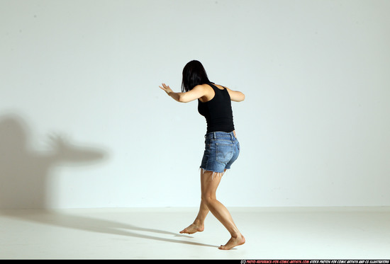 Woman Young Athletic White Magic Moving poses Casual