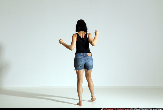 Woman Young Athletic White Magic Moving poses Casual
