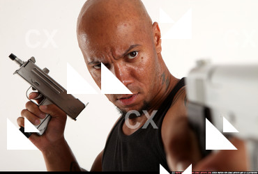 Man Adult Athletic Black Fighting with gun Moving poses Sportswear