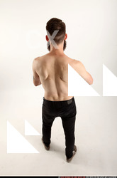 Man Adult Athletic White Fighting with submachine gun Standing poses Pants