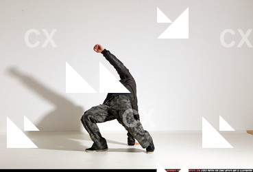 Man Adult Athletic White Fighting without gun Moving poses Casual