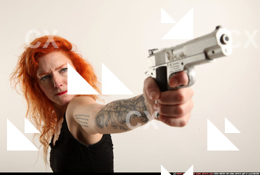Woman Adult Athletic White Fighting with gun Standing poses Casual