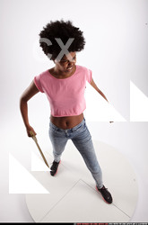 Woman Adult Athletic Black Fighting with sword Standing poses Casual