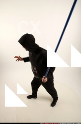 Man Adult Athletic White Fighting with sword Sitting poses Army