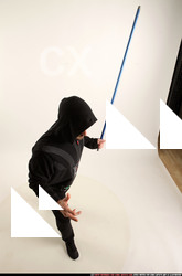 Man Adult Athletic White Fighting with sword Sitting poses Army