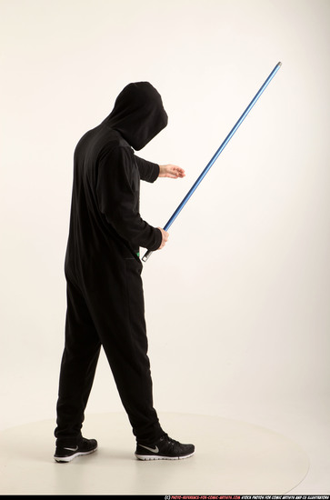 Man Adult Athletic White Fighting with sword Standing poses Army