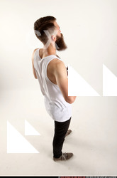 Man Adult Athletic White Fighting with submachine gun Standing poses Casual