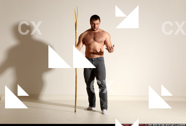 Man Adult Muscular White Magic Moving poses Pants