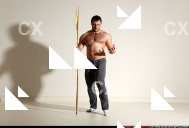 Man Adult Muscular White Magic Moving poses Pants