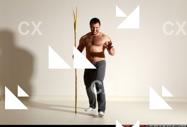 Man Adult Muscular White Magic Moving poses Pants