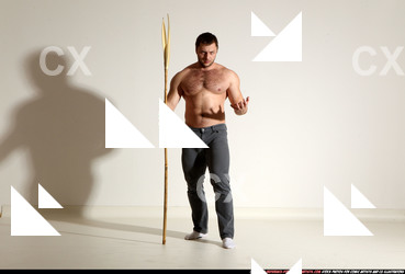 Man Adult Muscular White Magic Moving poses Pants