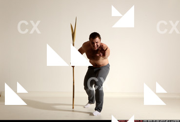 Man Adult Muscular White Magic Moving poses Pants