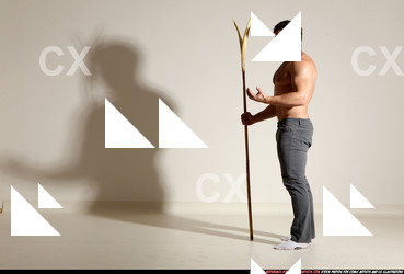 Man Adult Muscular White Magic Moving poses Pants