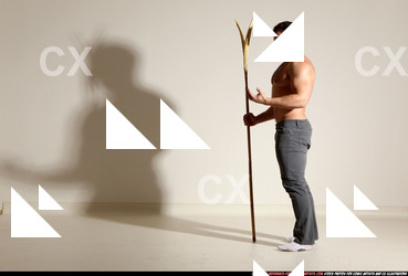 Man Adult Muscular White Magic Moving poses Pants